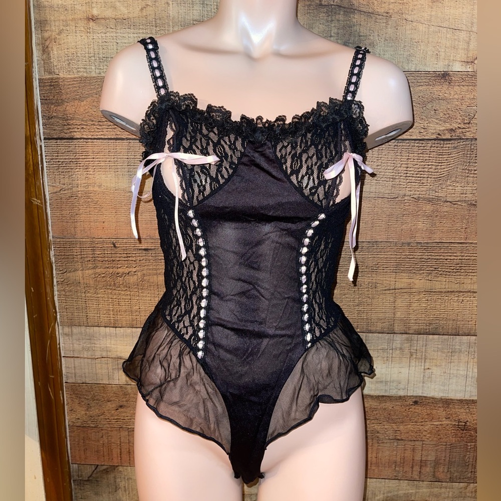 🖤 Vintage Petra Fashions Nylon Lingerie Bodysuit Babydoll